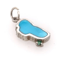Medium Sterling Silver Lake Tahoe Charm with Jump Ring with Turquoise
