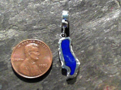 Sterling Silver Medium Donner Lake Charm with Lapis Gemstone that will