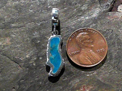 Medium Sterling Silver Donner Lake Charm with Turquoise Gemstone that