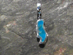 Medium Sterling Silver Donner Lake Charm with Turquoise Gemstone that