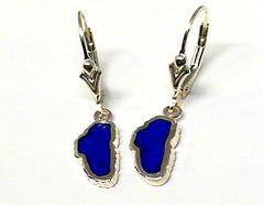 Sterling Silver  Lake Tahoe Lever Back Earrings - Lapis