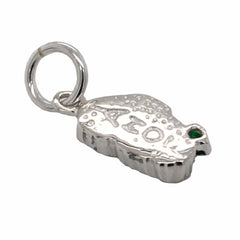 Small Silver Lake Tahoe Charm with Opal and Emerald
