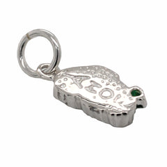 Small Silver Lake Tahoe Charm with Opal and Emerald