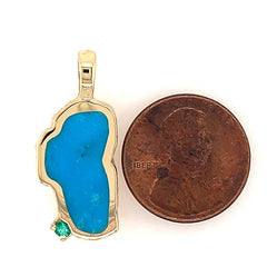 Large 14KYG Lake Tahoe Pendant w/ Turquoise & Emerald