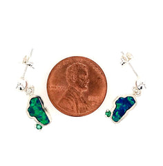 Silver Post Drop Stud Earrings w/ Lab Opal