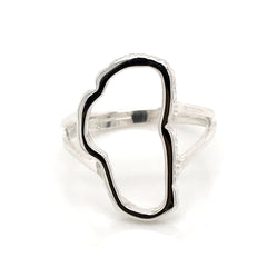 Large Sterling Silver Lake Tahoe Outline Ring- Size 10.25