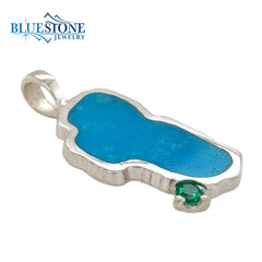 Extra Large Sterling Silver Lake Tahoe Pendant with Turquoise and a Sy