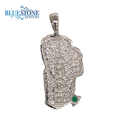 Extra Large Sterling Silver Lake Tahoe Pendant with Turquoise and a Sy