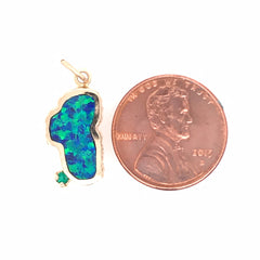 Medium 14 Karat Yellow Gold Lake Tahoe Charm with Lab-Grown Opal & One
