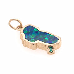 Medium 14 Karat Yellow Gold Lake Tahoe Charm with Lab-Grown Opal & One