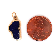 Medium 14 Karat Yellow Gold Lake Tahoe Charm with Lapis.
Measures 5/8