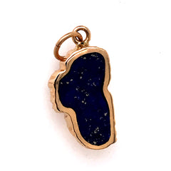 Medium 14 Karat Yellow Gold Lake Tahoe Charm with Lapis.
Measures 5/8