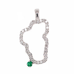 XL 14 Karat White Gold Lake Tahoe Diamond Pendant with Emerald