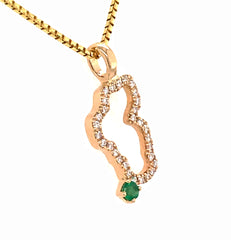 Small 14KYG Lake Tahoe Pendant w/ Diamonds & Emerald