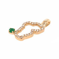 Small 14KYG Lake Tahoe Pendant w/ Diamonds & Emerald