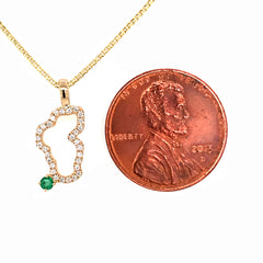 Small 14KYG Lake Tahoe Pendant w/ Diamonds & Emerald