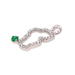 Small 14 Karat White Gold Diamond Lake Tahoe Pendant with Emerald