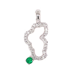 Small 14 Karat White Gold Diamond Lake Tahoe Pendant with Emerald