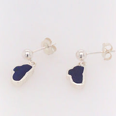 Sterling Silver Post Drop Earrings With Two Lake Tahoe Shaped Lapis