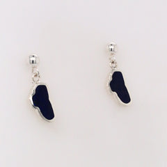 Sterling Silver Post Drop Earrings With Two Lake Tahoe Shaped Lapis
