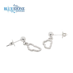 Small Silver Lake Tahoe Outline Post Drop Earrings