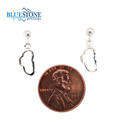Small Silver Lake Tahoe Outline Post Drop Earrings