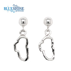 Small Silver Lake Tahoe Outline Post Drop Earrings