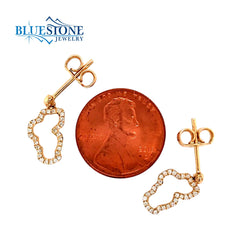 Small 14 Karat Yellow Gold Lake Tahoe Outline Diamond Earrings