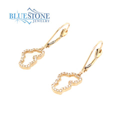 Small 14 Karat Yellow Gold Lake Tahoe Outline Diamond Earrings