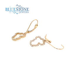 Small 14 Karat Yellow Gold Lake Tahoe Outline Diamond Earrings