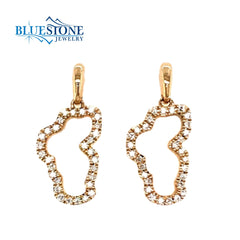 Small 14 Karat Yellow Gold Lake Tahoe Outline Diamond Earrings