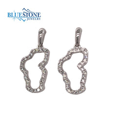 Small 14KWG Lake Tahoe Outline Diamond Earrings