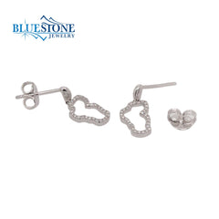 Small 14 Karat White Gold Lake Tahoe Outline Diamond Earrings