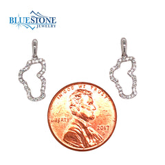 Small 14 Karat White Gold Lake Tahoe Outline Diamond Earrings