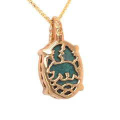 Small 14kt Yellow Gold Plated Lake Tahoe/Bear Pendant with Chrysocolla