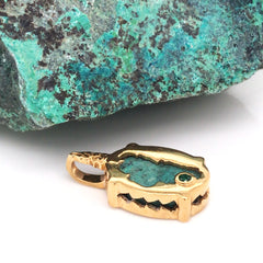 Small 14kt Yellow Gold Plated Lake Tahoe/Bear Pendant with Chrysocolla