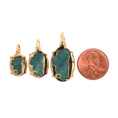 Small 14kt Yellow Gold Plated Lake Tahoe/Bear Pendant with Chrysocolla