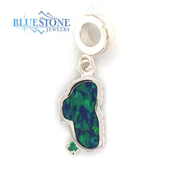 Medium Silver Lake Tahoe Charm with Opal and Emerald for Pandora Bracelet