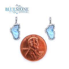 Small 14 Karat White Gold Lake Tahoe Outline Earrings with Two Lab Created Hydro Blue Topaz