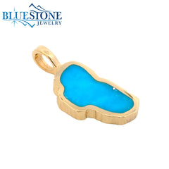 Large 14kt Yellow Gold Lake Tahoe Pendant with Turquoise