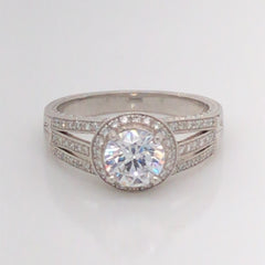 Platinum Hand Engraved Engagement Ring-size 6.5 (Past, Present & Future)**50%OFF**