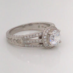 Platinum Hand Engraved Engagement Ring-size 6.5 (Past, Present & Future)**50%OFF**