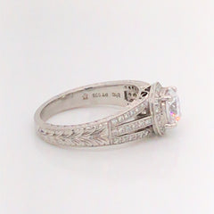 Platinum Hand Engraved Engagement Ring-size 6.5 (Past, Present & Future)**50%OFF**