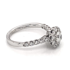 18K White Gold Engagement Ring w/ 0.57ct Special Cut Rd Diamond & an additional 0.76cttw of diamonds