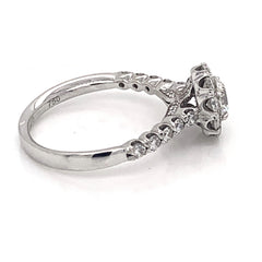 18K White Gold Engagement Ring w/ 0.57ct Special Cut Rd Diamond & an additional 0.76cttw of diamonds