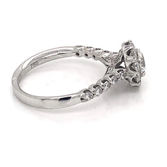 18K White Gold Engagement Ring w/ 0.57ct Special Cut Rd Diamond & an additional 0.76cttw of diamonds