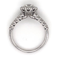 18K White Gold Engagement Ring w/ 0.57ct Special Cut Rd Diamond & an additional 0.76cttw of diamonds