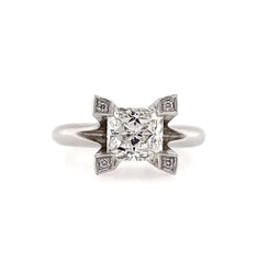 Platinum 1.00 Carat Custom Princess Cut Diamond Engagement Ring