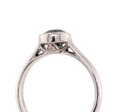 14k White Gold Green/Gray Sapphire & Surprise Diamonds Engagement Ring
