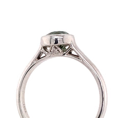 14k White Gold Green/Gray Sapphire & Surprise Diamonds Engagement Ring